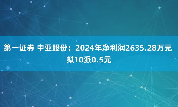 第一证券 中亚股份：2024年净利润2635.28万元 拟10派0.5元