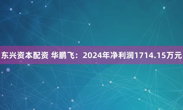 东兴资本配资 华鹏飞：2024年净利润1714.15万元