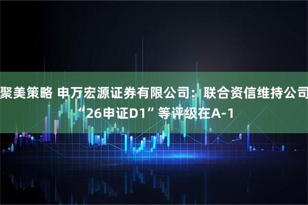 聚美策略 申万宏源证券有限公司：联合资信维持公司“26申证D1”等评级在A-1
